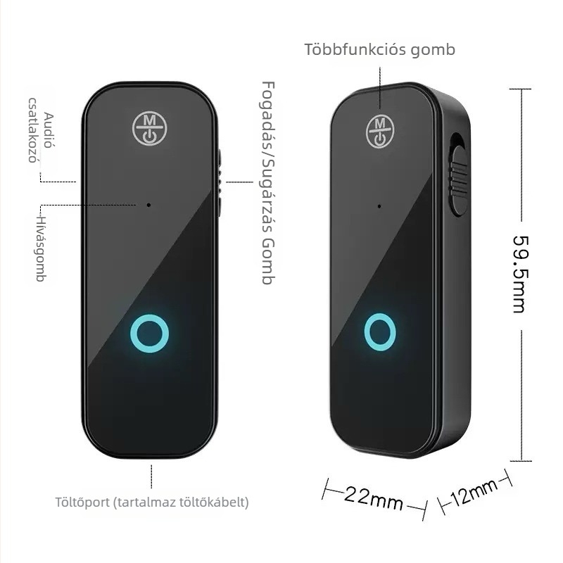 Kétfunkciós Bluetooth audió átvivő-vevő adapter, 3.5 mm interfész, Bluetooth 6.0, modell C28