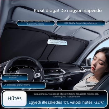 Két rétegű napvédő autóhoz, univerzális kompatibilitás, teleszkópos szerelés, hőszigetelés