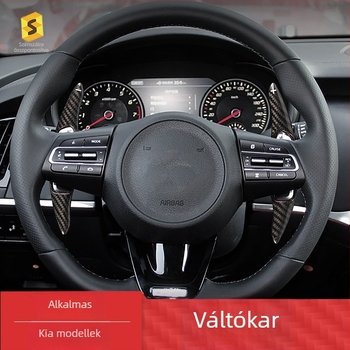 Valódi szénszálas belső kormánykerék váltókarok — Salsa Carbon Fiber, Kia Stingerhez, termékkód Bp-qy-617