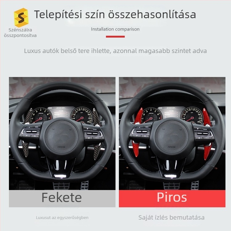 Valódi szénszálas belső kormánykerék váltókarok — Salsa Carbon Fiber, Kia Stingerhez, termékkód Bp-qy-617