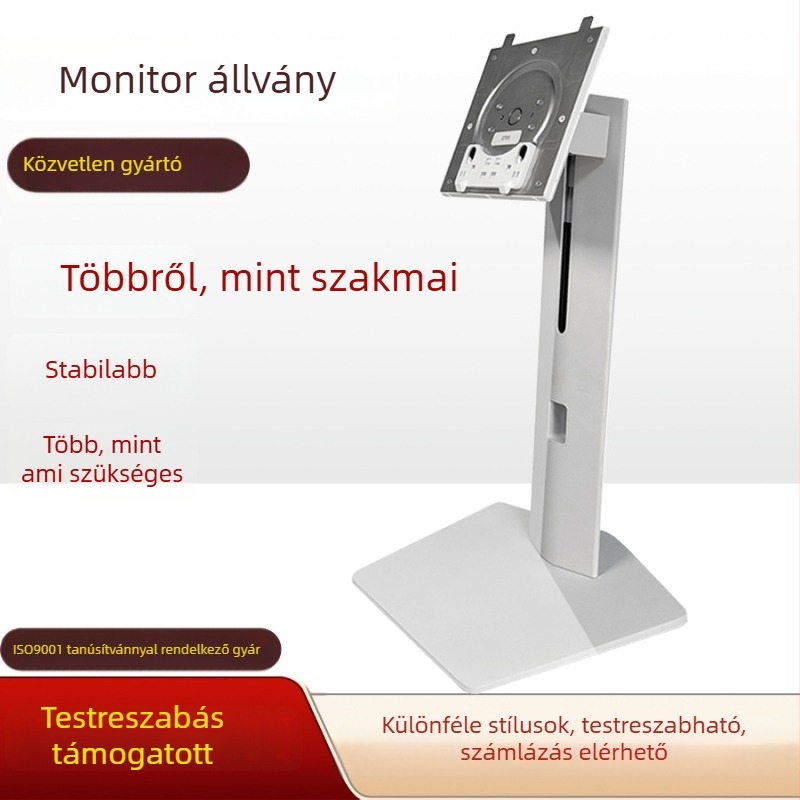 Alumíniumötvözetből készült számítógéptartó állvány, emelhető és forgatható kijelzővel, asztali alap, modell Y270510