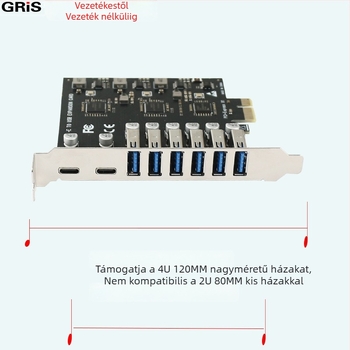Asztali PCIe adapterkártya USB 3.0 Type-C 3.1 NEC720201 5Gbps GE-E001-N6A2C kamerás videó rögzítéshez