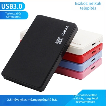 Külső USB 3.0-s merevlemez-ház, ABS műanyag, 2 TB-ig támogatott