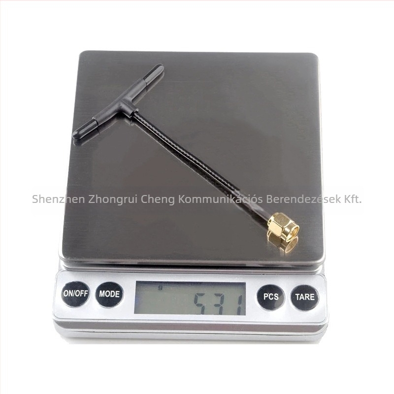 ExpressLRS átviteli antenna, 2.4 GHz, T-típusú omnidireziós, modell zrc-hfpv07, nyereség 1.7, impedancia 50 Ω