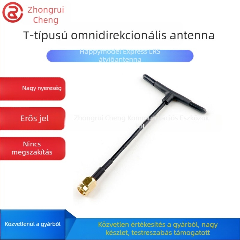 ExpressLRS átviteli antenna, 2.4 GHz, T-típusú omnidireziós, modell zrc-hfpv07, nyereség 1.7, impedancia 50 Ω