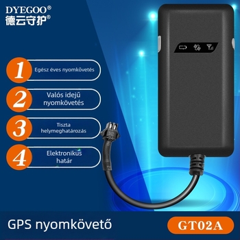 GT02A autós GPS nyomkövető – GPS pontoság 5 m, 12–24V DC tápegység, beépített GPS antenna, Google Maps kompatibilitás, 512MB memória