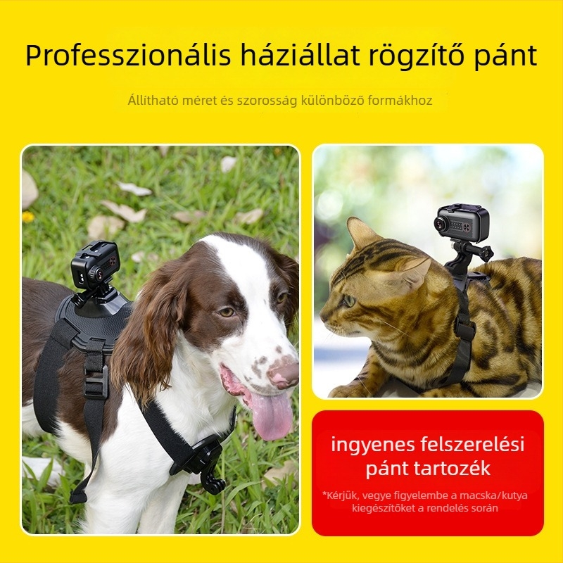 Kiskedvenc kamera S7 – macska- és kutya nézet, mellkasi rögzítés, 5MP szenzor, ABS ház, 4 órás akkumulátor