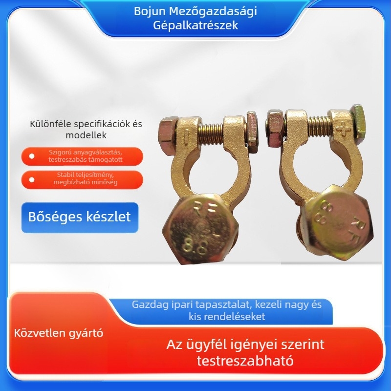 Sárgaréz autóakkumulátor csipesz, menetes, többfunkciós terminálblokk