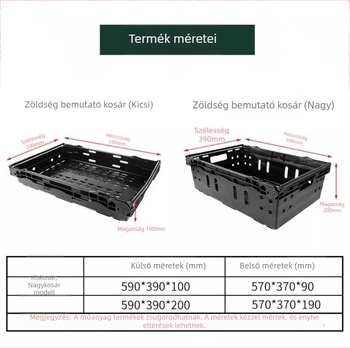Műanyag zöldségek és gyümölcsök kiállítási kosara, stackable