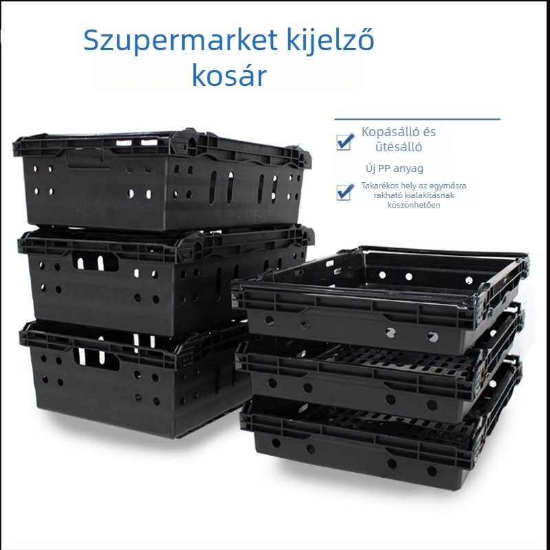 Műanyag zöldségek és gyümölcsök kiállítási kosara, stackable