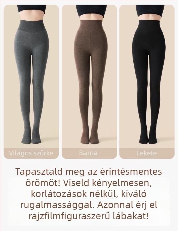 Női fleece belsés leggings, tejfehér színben, vastag és meleg, karcsúsító hatás, őszi-tavaszi stílus