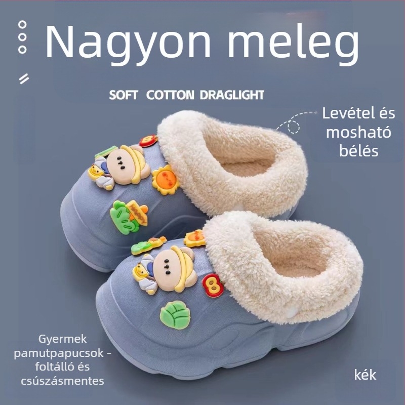 Gyekermek Cartoon mintájú papucs, EVA felsőrész és talp, uniszex, téli, csúszásmentes, meleg