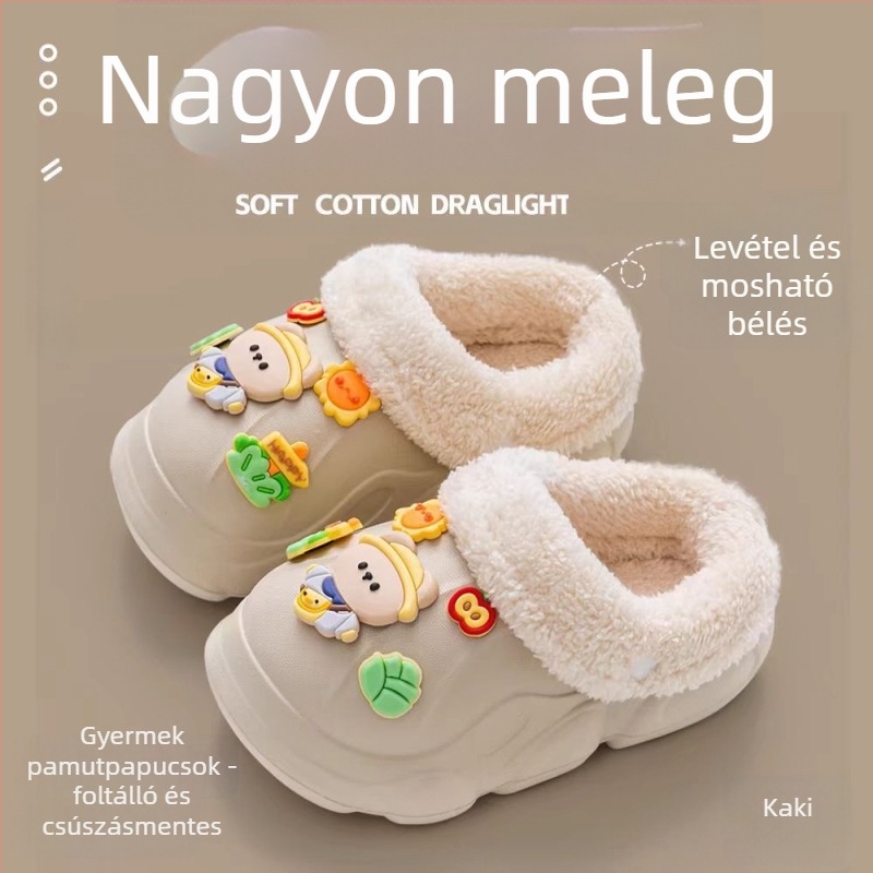Gyekermek Cartoon mintájú papucs, EVA felsőrész és talp, uniszex, téli, csúszásmentes, meleg