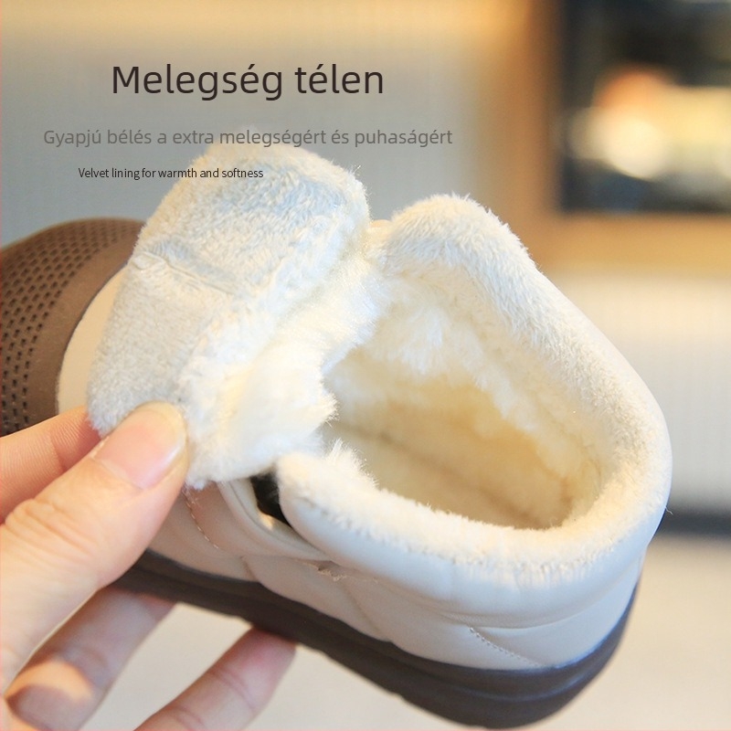 Téli fleece-béléssel, puha talppal, csúszásmentes pamutcipők babáknak és totyogóknak, vastag téli bakancs