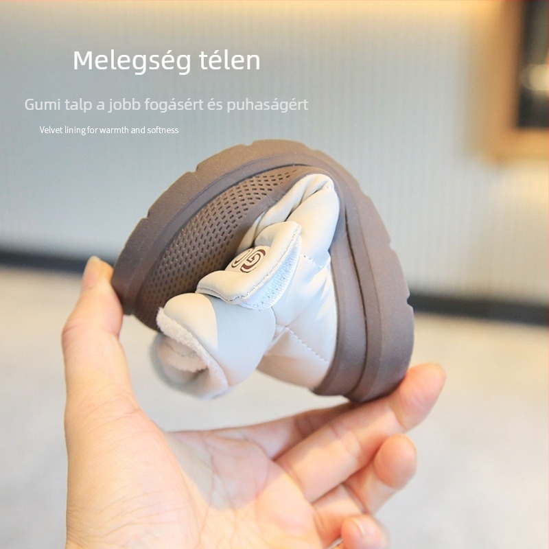 Téli fleece-béléssel, puha talppal, csúszásmentes pamutcipők babáknak és totyogóknak, vastag téli bakancs