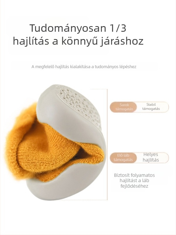 Gyerekeknek padlóra szánt zokni csúszásmentes talppal, akril anyagból, fleece belsővel, vastagított, beltéri és kültéri használatra