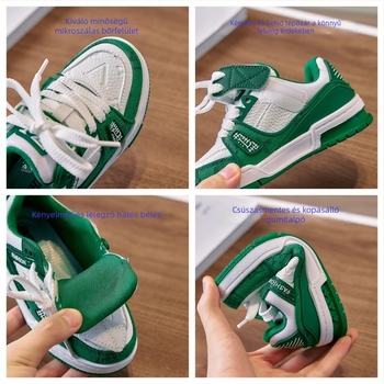 Gyerekeknek szánt vékony talpú tornacipő, Ultrafilm felső bőr, gumírozott talp, Velcro-zárás, lélegző, csúszásmentes