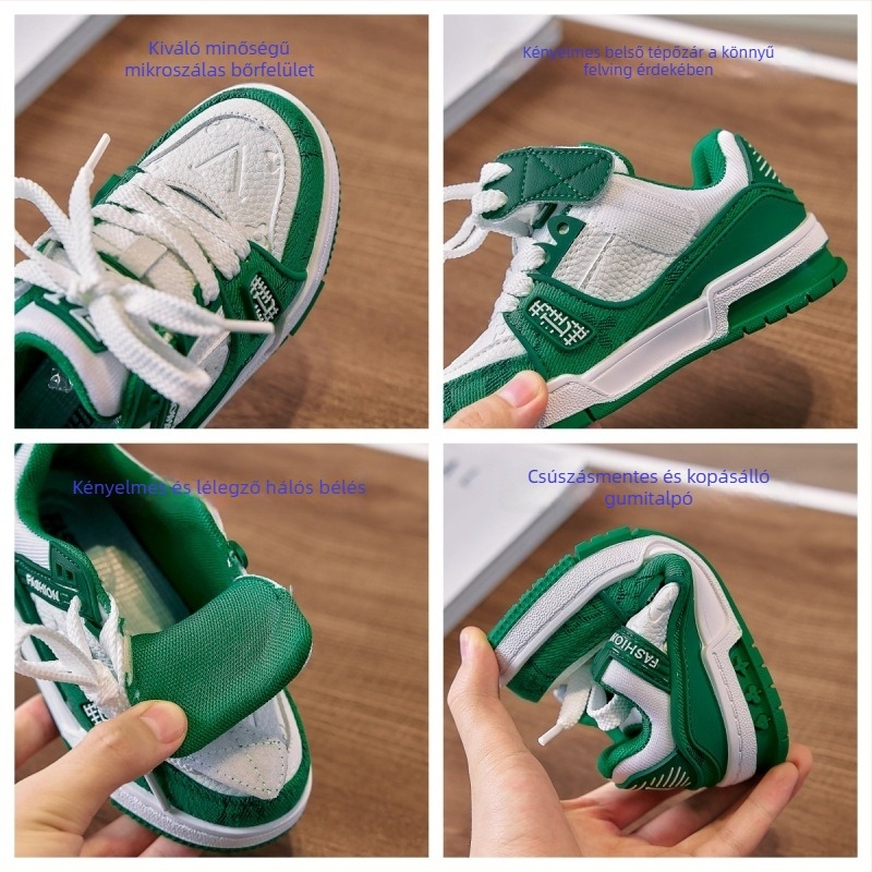 Gyerekeknek szánt vékony talpú tornacipő, Ultrafilm felső bőr, gumírozott talp, Velcro-zárás, lélegző, csúszásmentes