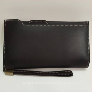 Férfi hosszú pénztárca cipzárral, valódi bőr, felső réteg marhahúrból, több kártyatartó zseb, Artisan Pavilion Leather