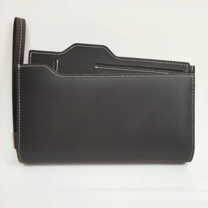 Férfi hosszú pénztárca cipzárral, valódi bőr, felső réteg marhahúrból, több kártyatartó zseb, Artisan Pavilion Leather