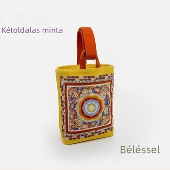 Kínai stílusú Dunhuang Apsara vödrös táska Oxford anyagból, közepes méret, kézi hordozás, retro nemzeti divat