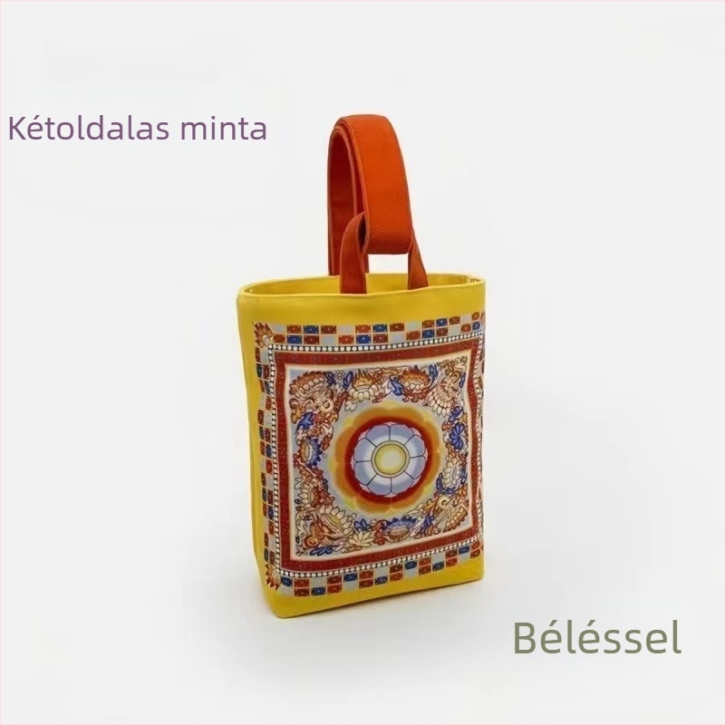 Kínai stílusú Dunhuang Apsara vödrös táska Oxford anyagból, közepes méret, kézi hordozás, retro nemzeti divat