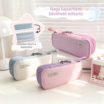 Tolltartó, háromrétegű, hordozható, nagy kapacitású (vászon; koreai stílus)