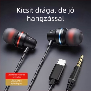 Kábeles Lavalier fülhallgató hallójárathoz, kör alakú csatlakozófelülettel és beépített mikrofonnal – kompatibil Xiaomi és Huawei