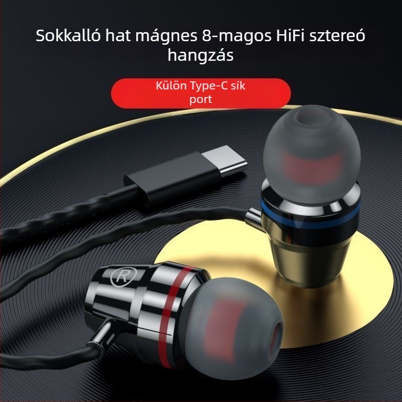 Kábeles Lavalier fülhallgató hallójárathoz, kör alakú csatlakozófelülettel és beépített mikrofonnal – kompatibil Xiaomi és Huawei