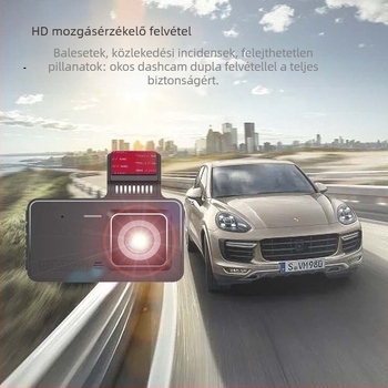 Autóba dash cam elülső és hátsó dupla lencsével, 1080p, 170° látószög, automatikus hurkoló felvétel, TF-kártya 64GB-ig támogatott
