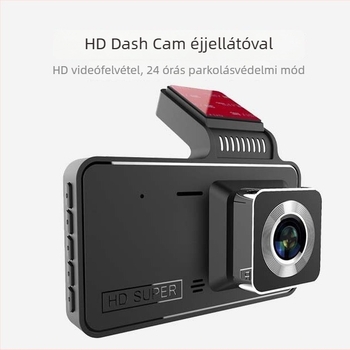 Autóba dash cam elülső és hátsó dupla lencsével, 1080p, 170° látószög, automatikus hurkoló felvétel, TF-kártya 64GB-ig támogatott