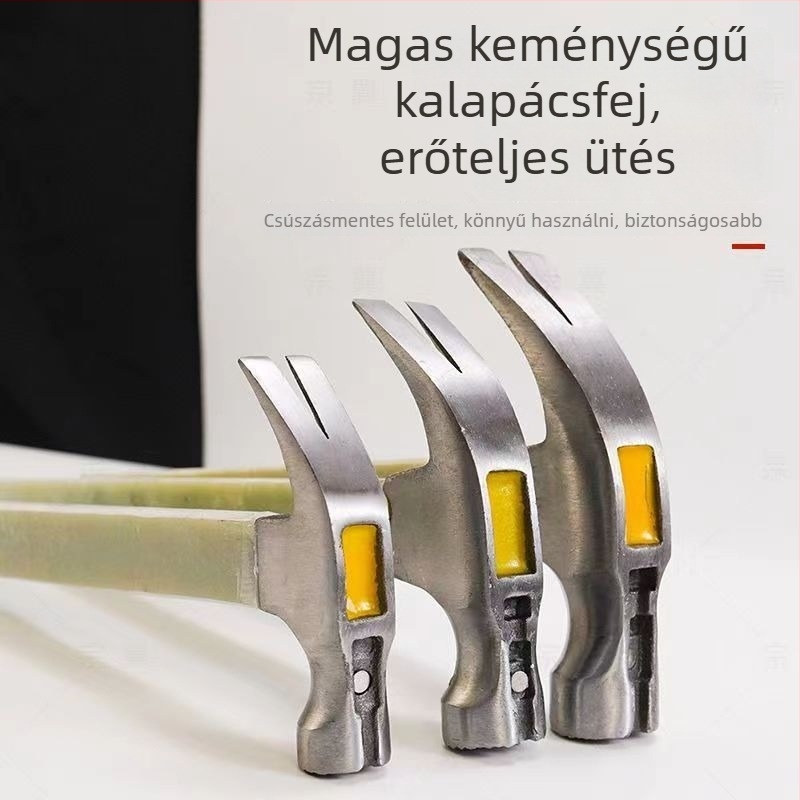 Szigetelt nyeletű csapókalapács, csúszásmentes markolattal, mágneses szeg kiemelésére, integrált asztalos kis kalapács, fej magas széntartalmú acélból