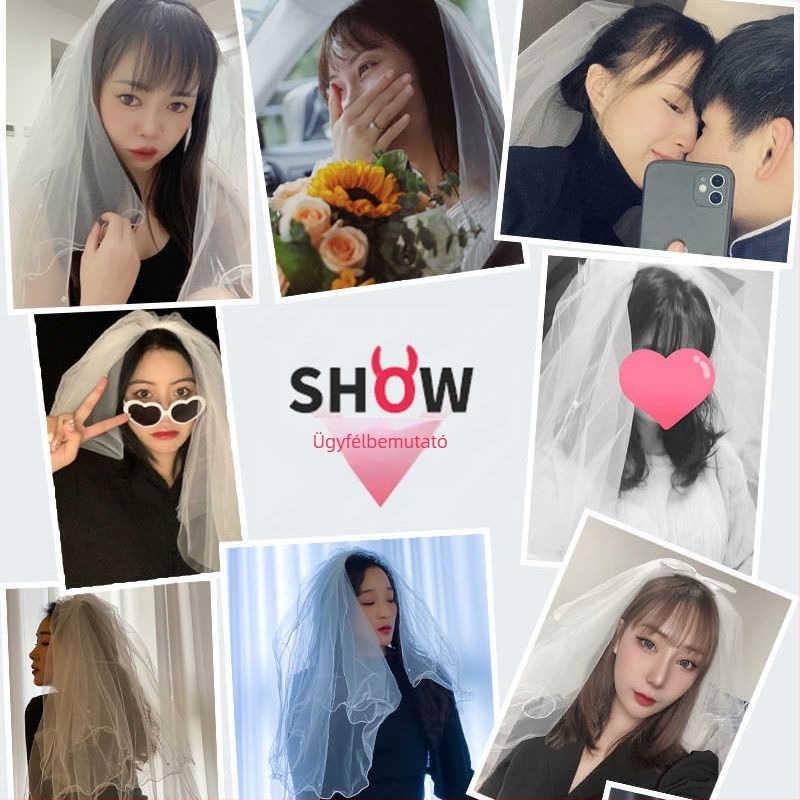 Fátyol és fejfedő, ultra-varázslatos stílus, rövid influencer fotó kellék, menyasszony fő esküvői ruhája, Márka Unique • Készleten • Nyár 2021