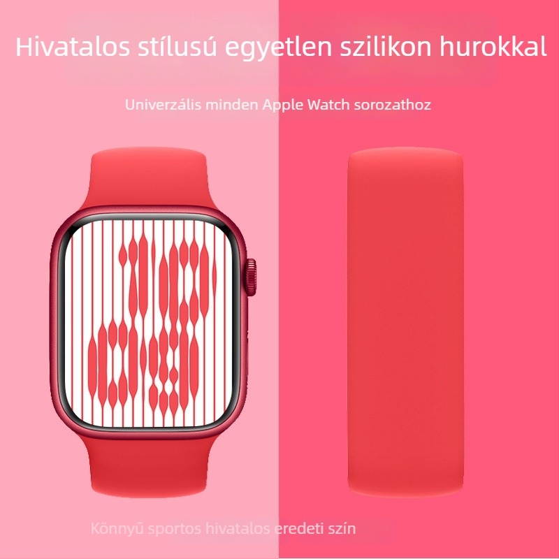 Szilikon Apple Watch szíj, kompatibil 38–49 mm méretekhez, divatos stílusú csattal