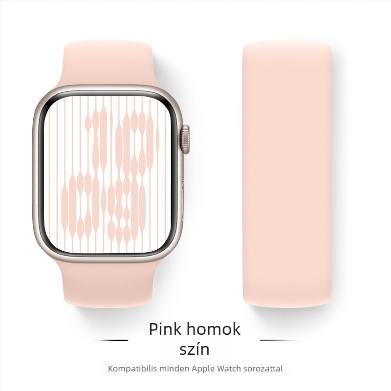 Szilikon Apple Watch szíj, kompatibil 38–49 mm méretekhez, divatos stílusú csattal