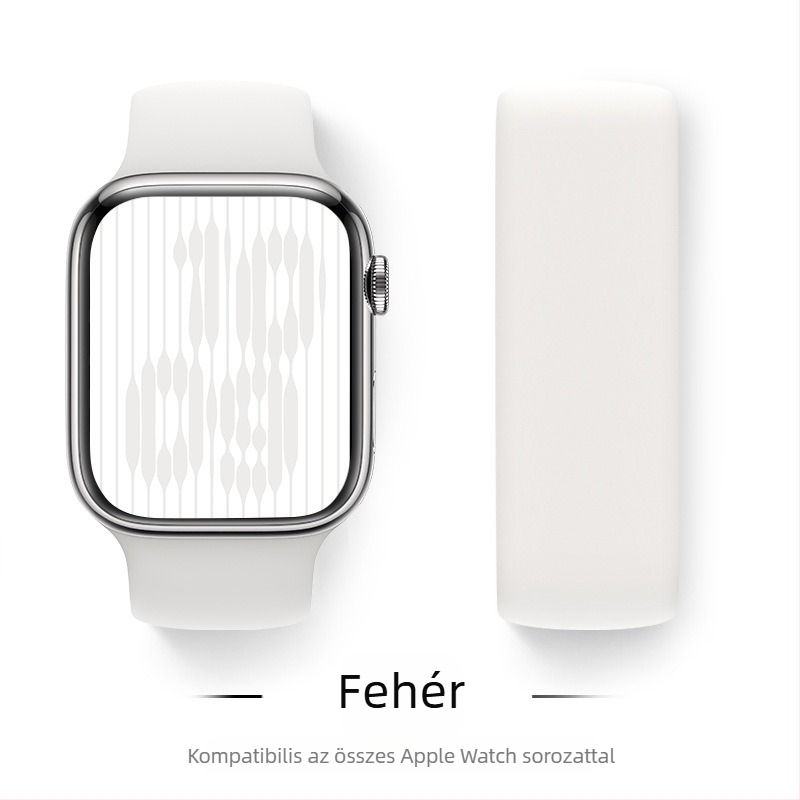 Szilikon Apple Watch szíj, kompatibil 38–49 mm méretekhez, divatos stílusú csattal