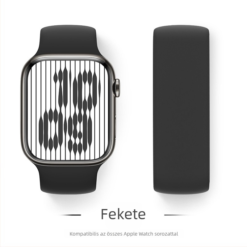 Szilikon Apple Watch szíj, kompatibil 38–49 mm méretekhez, divatos stílusú csattal