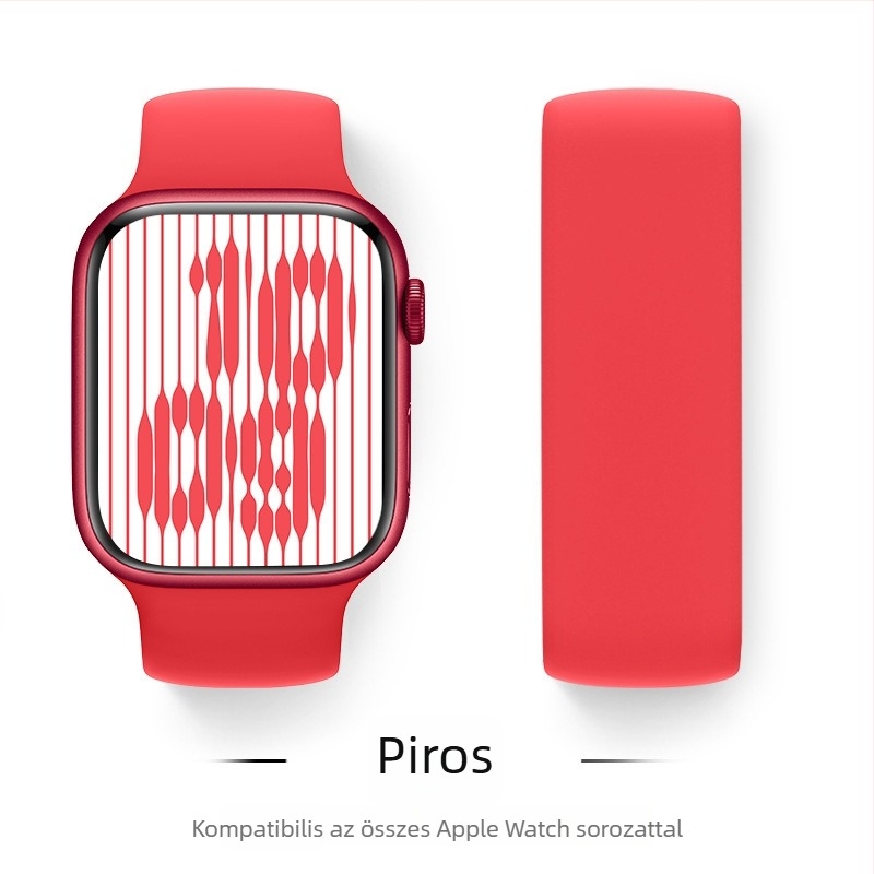 Szilikon Apple Watch szíj, kompatibil 38–49 mm méretekhez, divatos stílusú csattal