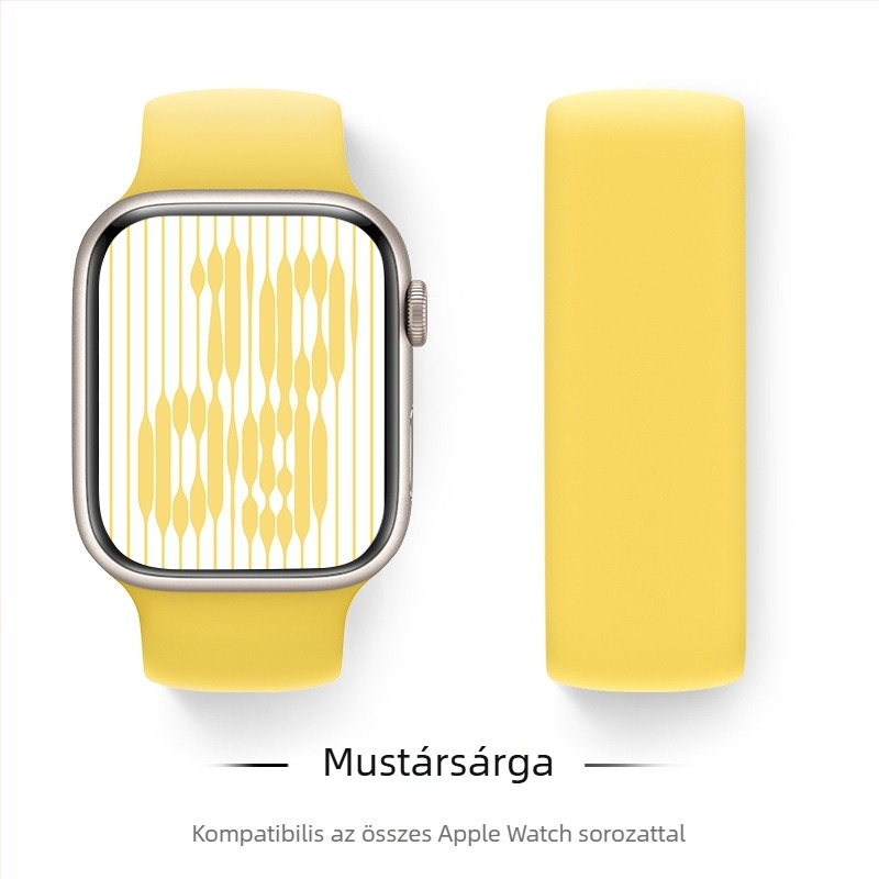 Szilikon Apple Watch szíj, kompatibil 38–49 mm méretekhez, divatos stílusú csattal