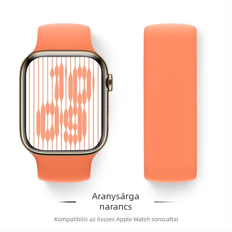 Szilikon Apple Watch szíj, kompatibil 38–49 mm méretekhez, divatos stílusú csattal
