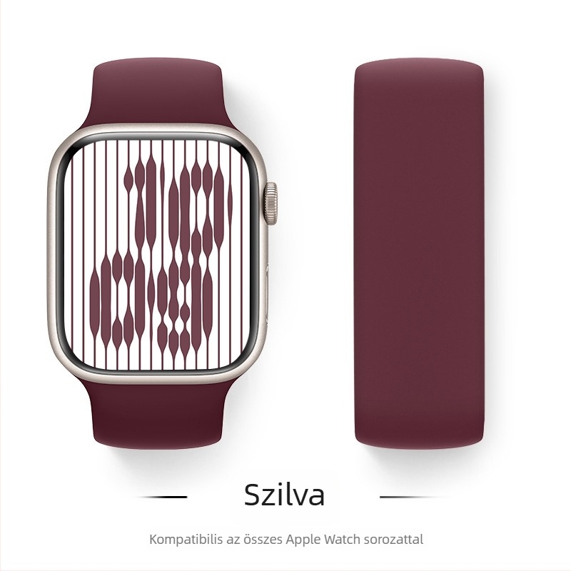 Szilikon Apple Watch szíj, kompatibil 38–49 mm méretekhez, divatos stílusú csattal
