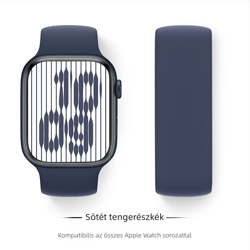 Szilikon Apple Watch szíj, kompatibil 38–49 mm méretekhez, divatos stílusú csattal