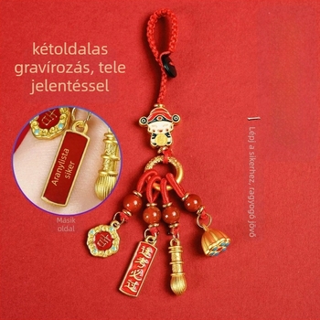 Kulcstartó 'Pass the Exam' felirattal • Zn ötvözet • galvanizált bevonat • állat motívum • etno-retro stílus