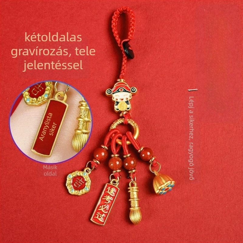 Kulcstartó 'Pass the Exam' felirattal • Zn ötvözet • galvanizált bevonat • állat motívum • etno-retro stílus