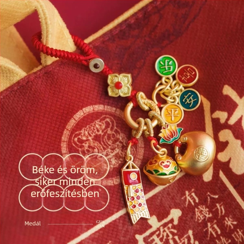 Kulcstartó 'Pass the Exam' felirattal • Zn ötvözet • galvanizált bevonat • állat motívum • etno-retro stílus