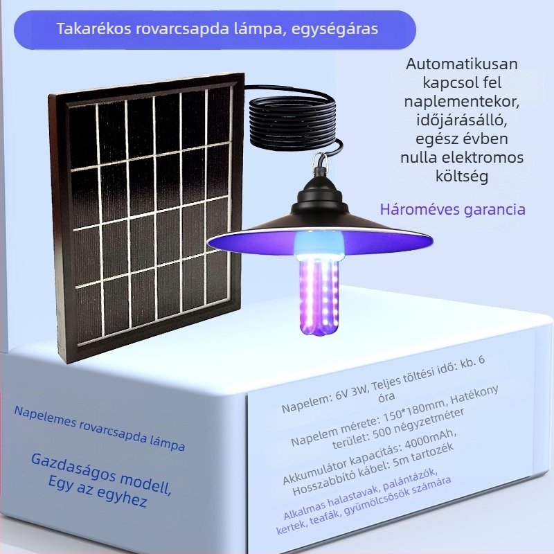 Ragasztó szúnyogcsapó lámpa, kültéren, 10 m² lefedettség, kézi elektromos működés, akkumulátor nélkül