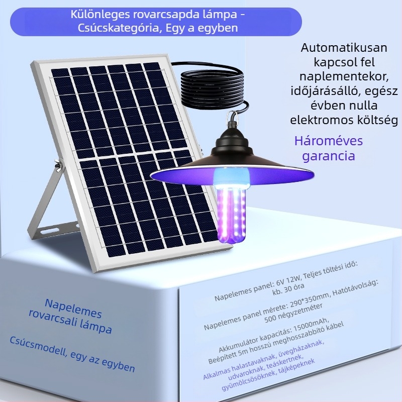 Ragasztó szúnyogcsapó lámpa, kültéren, 10 m² lefedettség, kézi elektromos működés, akkumulátor nélkül