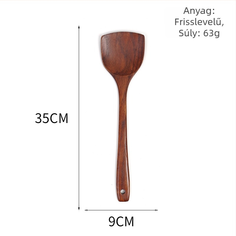 Fa főzőkanál tapadásmentes serpenyőkhöz, csúszásmentes, égésmentes, faanyag, logó nyomtatás, testreszabás, magáncímke