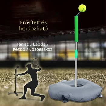 Hordozható egyszemélyes teniszed tréner súlyozott alapzattal — Xu Kasi; Anyag: rozsdamentes acél, PVC; Kategória: Tenisz; Alkalmazási területek: fitnesz eszközök, tenisz és egyéb labdajátékok