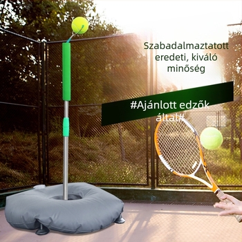 Hordozható egyszemélyes teniszed tréner súlyozott alapzattal — Xu Kasi; Anyag: rozsdamentes acél, PVC; Kategória: Tenisz; Alkalmazási területek: fitnesz eszközök, tenisz és egyéb labdajátékok